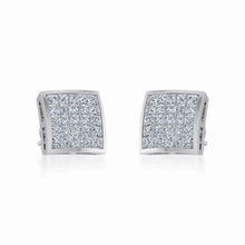 Load image into Gallery viewer, 10K White Gold Mens Princess Diamond Square Stud Earrings 1 Cttw