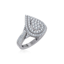 Load image into Gallery viewer, 10K White Gold Round Diamond Pear Shape Sz 7 Head Ladies Ring 1 Cttw
