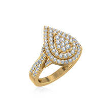 Load image into Gallery viewer, 10K Yellow Gold Round Diamond Pear Shape Sz 7 Head Ladies Ring 1 Cttw