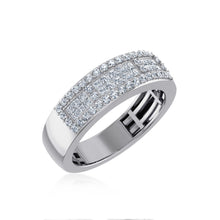 Load image into Gallery viewer, 10K White Gold Princess Diamond Mens Invisible Band 1-1/8 Cttw