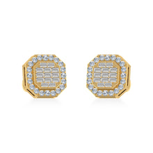 Load image into Gallery viewer, 10K Yellow Gold Diamond Designer Stud Earring 1/2 Cttw
