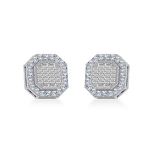 Load image into Gallery viewer, 10K White Gold Diamond Designer Stud Earring 7/8 Cttw