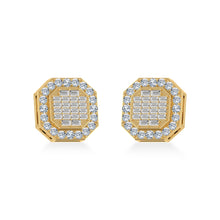 Load image into Gallery viewer, 10K Yellow Gold Diamond Designer Stud Earrings 7/8 Cttw
