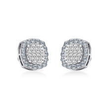 Load image into Gallery viewer, 10K White Gold Round Baguette Diamond Stud Earring 1 Cttw