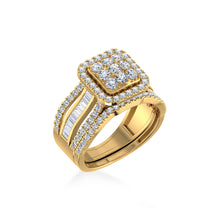 Load image into Gallery viewer, 10K Yellow Gold Round Baguette Diamond Womens Square Shape Designer Bridal Ring 1-3/8 Cttw