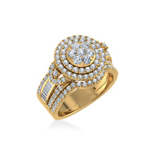 Load image into Gallery viewer, 10K Yellow Gold Round Baguette Diamond Womens Designer Bridal Ring 1-3/8 Cttw