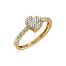 Load image into Gallery viewer, 14K Yellow Gold Round Diamond Womens Heart Shape Sz 7 Designer Ring 1/4 Cttw