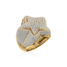 Load image into Gallery viewer, 10K Yellow Gold Round Diamond Star Shape Designer Sz 10 Mens Ring 3/4 Cttw