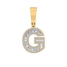 Load image into Gallery viewer, 10K Yellow Gold Baguette Diamond Initial G Letter Pendant 1/2 Cttw