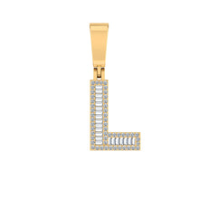 Load image into Gallery viewer, 10K Yellow Gold Baguette Diamond Initial L Letter Pendant 1/3 Cttw