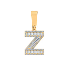 Load image into Gallery viewer, 10K Yellow Gold Baguette Diamond Initial Z Letter Pendant 1/2 Cttw