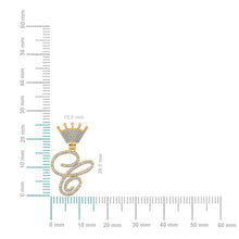 Load image into Gallery viewer, 10K Yellow Gold Round Diamond Crown C Letter Initial Pendant 1/4 Cttw