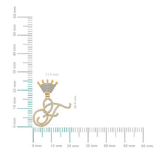 Load image into Gallery viewer, 10K Yellow Gold Round Diamond Crown F Letter Initial Pendant 1/4 Cttw
