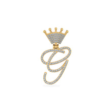 Load image into Gallery viewer, 10K Yellow Gold Round Diamond Crown G Letter Initial Pendant 1/5 Cttw