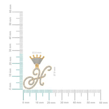 Load image into Gallery viewer, 10K Yellow Gold Round Diamond Crown H Letter Initial Pendant 1/4 Cttw