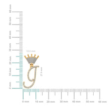 Load image into Gallery viewer, 10K Yellow Gold Round Diamond Crown I Letter Initial Pendant 1/6 Cttw