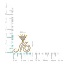 Load image into Gallery viewer, 10K Yellow Gold Round Diamond Crown M Letter Initial Pendant 1/4 Cttw
