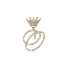 Load image into Gallery viewer, 10K Yellow Gold Round Diamond Crown O Letter Initial Pendant 1/5 Cttw