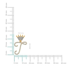 Load image into Gallery viewer, 10K Yellow Gold Round Diamond Crown T Letter Initial Pendant 1/5 Cttw