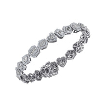Load image into Gallery viewer, 10K White Gold Round Baguette Diamond Designer 7 Inch Bracelet  2-1/3 Cttw