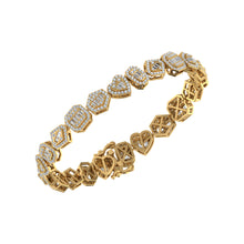 Load image into Gallery viewer, 10K Yellow Gold Round Baguette Diamond Designer 7 Inch Bracelet  2-1/3 Cttw