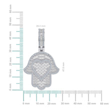 Load image into Gallery viewer, 10K White Gold Round Baguette Diamond Heart Hamza Hand Religious Charm Pendant 1-3/4 Cttw