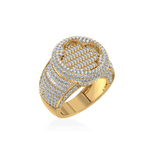 Load image into Gallery viewer, 10K Yellow Gold Round Baguette Diamond Designer SZ 10 Mens Ring 4 Cttw