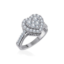 Load image into Gallery viewer, 10K White Gold Round Diamond Heart Shape Halo Womens Ring SZ 7 1 Cttw