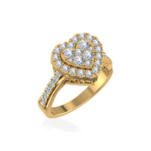 Load image into Gallery viewer, 10K Yellow Gold Round Diamond Heart Shape Halo Womens Ring SZ 7 1 Cttw