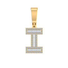 Load image into Gallery viewer, 10K Yellow Gold Baguette Diamond Initial I Letter Pendant 1/3 Cttw