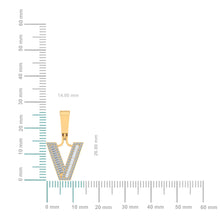 Load image into Gallery viewer, 10K Yellow Gold Baguette Diamond Initial V Letter Pendant 1/3 Cttw
