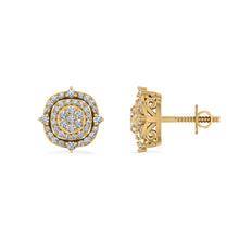Load image into Gallery viewer, 10K Yellow Gold Round Diamond Designer Mens Stud Earring 1/4 Cttw