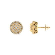Load image into Gallery viewer, 10K Yellow Gold Round Diamond Designer Mens Stud Earring 1/5 Cttw