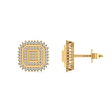 Load image into Gallery viewer, 10K Yellow Gold Round Diamond Square Shape Designer Mens Stud Earring 1/5 Cttw