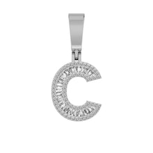 Load image into Gallery viewer, 10K White Gold Baguette Diamond Initial C Letter Pendant 3/8 Cttw