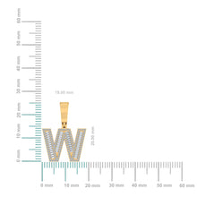 Load image into Gallery viewer, 10K Yellow Gold Baguette Diamond Initial W Letter Pendant 5/8 Cttw