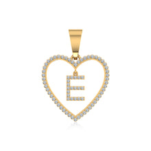 Load image into Gallery viewer, 10K Yellow Gold Diamond Initial Heart E Letter Pendant 1/5 Cttw