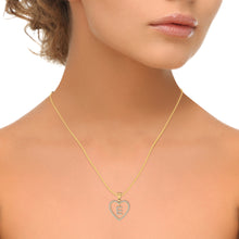 Load image into Gallery viewer, 10K Yellow Gold Diamond Initial Heart E Letter Pendant 1/5 Cttw