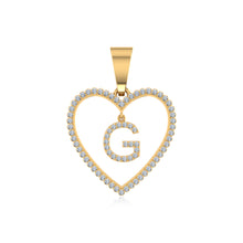 Load image into Gallery viewer, 10K Yellow Gold Diamond Initial Heart G Letter Pendant 1/5 Cttw