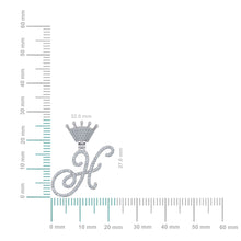 Load image into Gallery viewer, 10K White Gold Round Diamond Crown H Letter Initial Pendant 1/4 Cttw
