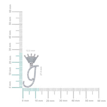 Load image into Gallery viewer, 10K White Gold Round Diamond Crown I Letter Initial Pendant 1/6 Cttw