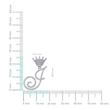 Load image into Gallery viewer, 10K White Gold Round Diamond Crown J Letter Initial Pendant 1/5 Cttw