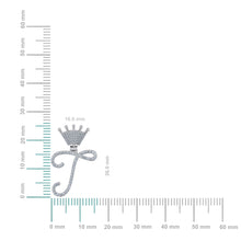 Load image into Gallery viewer, 10K White Gold Round Diamond Crown T Letter Initial Pendant 1/5 Cttw