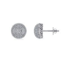 Load image into Gallery viewer, 10K White Gold Round Diamond Designer Mens Stud Earring 3/8 Cttw