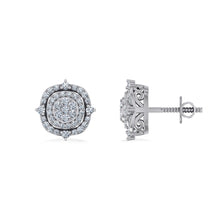 Load image into Gallery viewer, 10K White Gold Round Diamond Designer Mens Stud Earring 1/4 Cttw