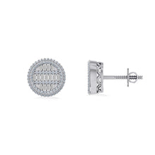 Load image into Gallery viewer, 10K White Gold Round Baguette Diamond Designer Mens Stud Earring 1/3 Cttw