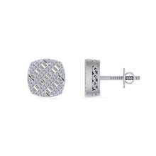 Load image into Gallery viewer, 10K White Gold Round Baguette Diamond Square Shape Designer Mens Stud Earring 1/3 Cttw