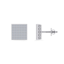 Load image into Gallery viewer, 10K White Gold Round Diamond Square Shape Designer Mens Stud Earring 3/8 Cttw