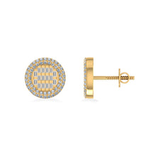 Load image into Gallery viewer, 10K Yellow Gold Round Baguette Diamond Halo Designer Earring 5/8 Cttw