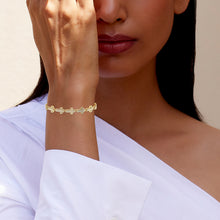 Load image into Gallery viewer, 10K Yellow Gold Round Baguette Diamond Cross Religious 8 Inch Bracelet 3 Cttw
